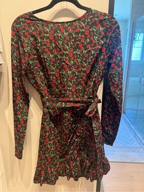 Misguided floral red, green, black dress size 4